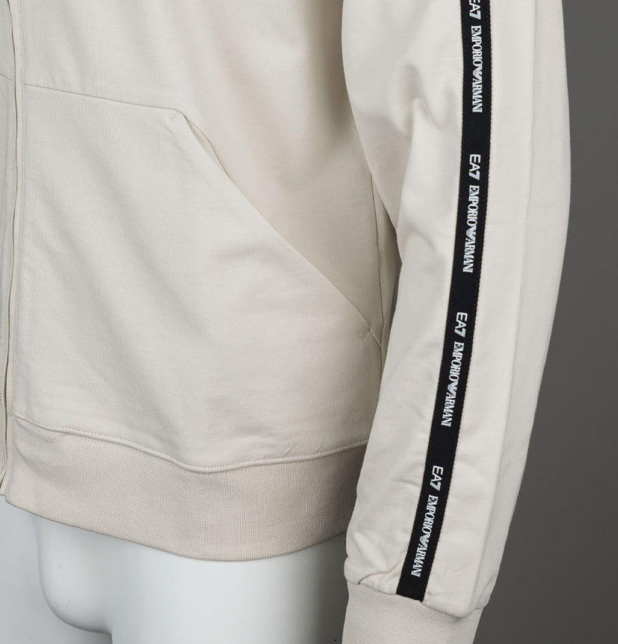 EA7 Taping Full Zip Hooded Sweatshirt Almond Milk