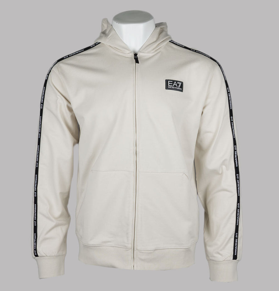 EA7 Taping Full Zip Hooded Sweatshirt Almond Milk
