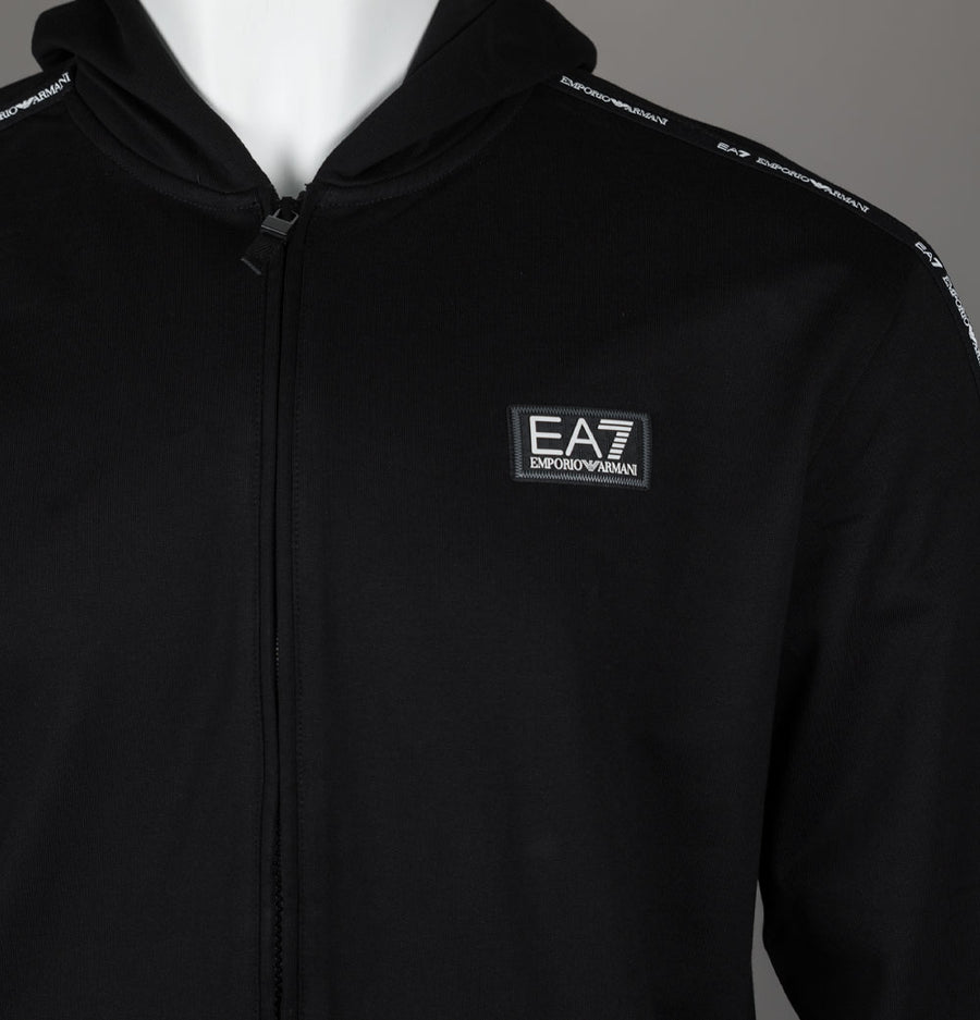 EA7 Taping Full Zip Hooded Sweatshirt Black