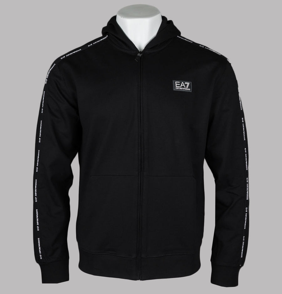 EA7 Taping Full Zip Hooded Sweatshirt Black