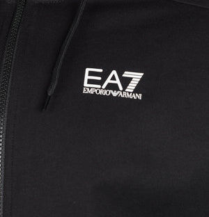 EA7 Taping Zip Up Hooded Sweatshirt Black
