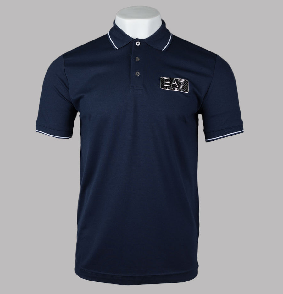 EA7 Viscose Blend Polo Shirt Navy Blue