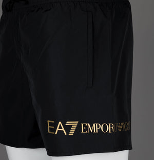 EA7 Logo Swim Shorts Black/Gold