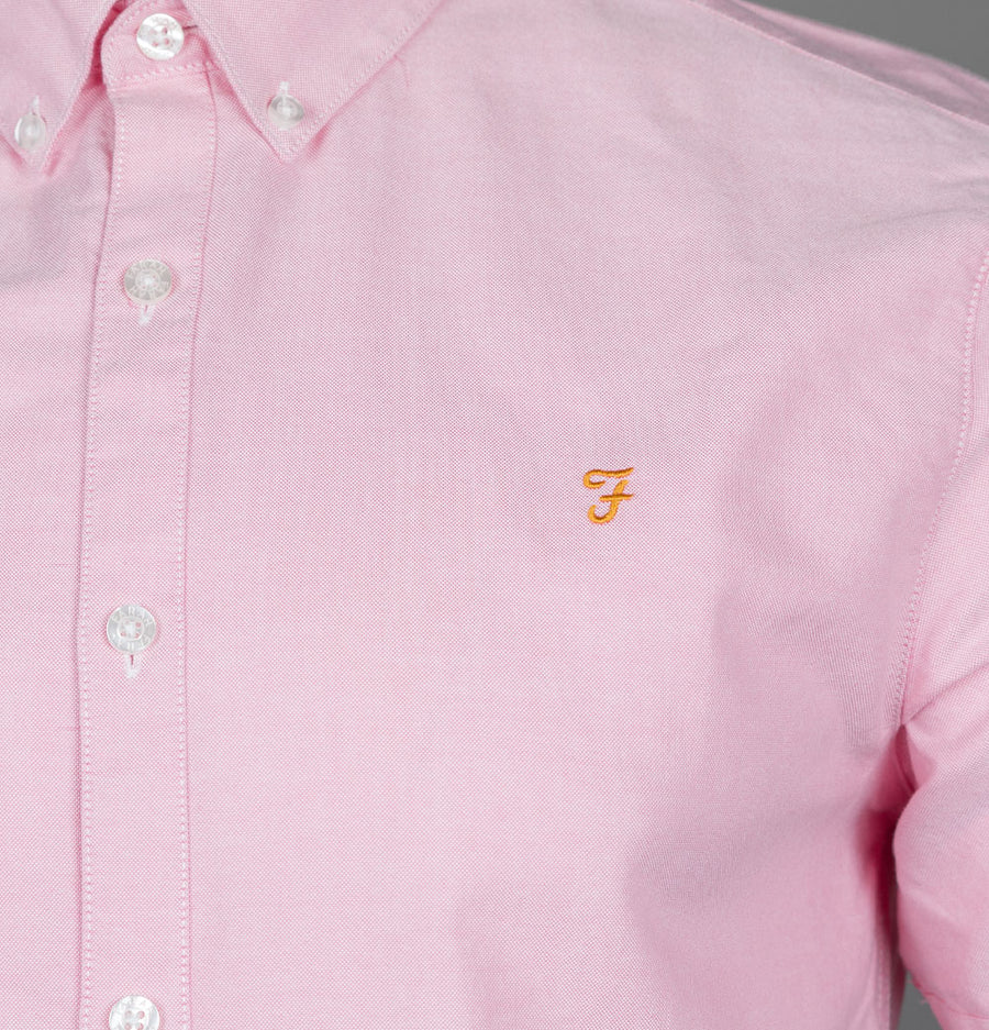 Farah Brewer Slim Fit S/S Oxford Shirt Coral Pink