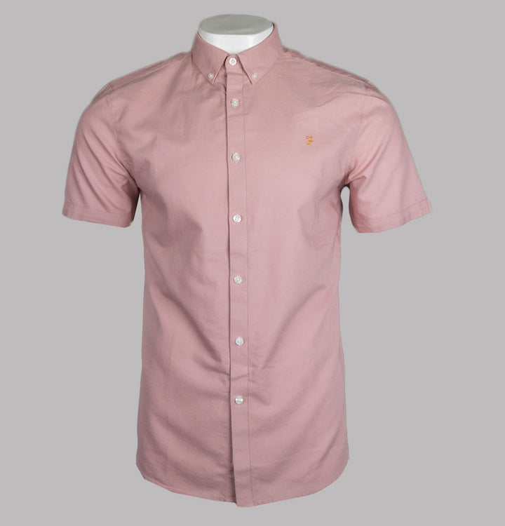 Farah Brewer Slim Fit S/S Oxford Shirt Dark Pink