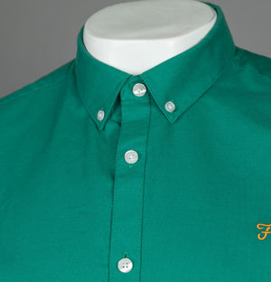 Farah Brewer Slim Fit S/S Oxford Shirt Mallard Green