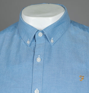 Farah Brewer Slim Fit S/S Oxford Shirt Mid Blue