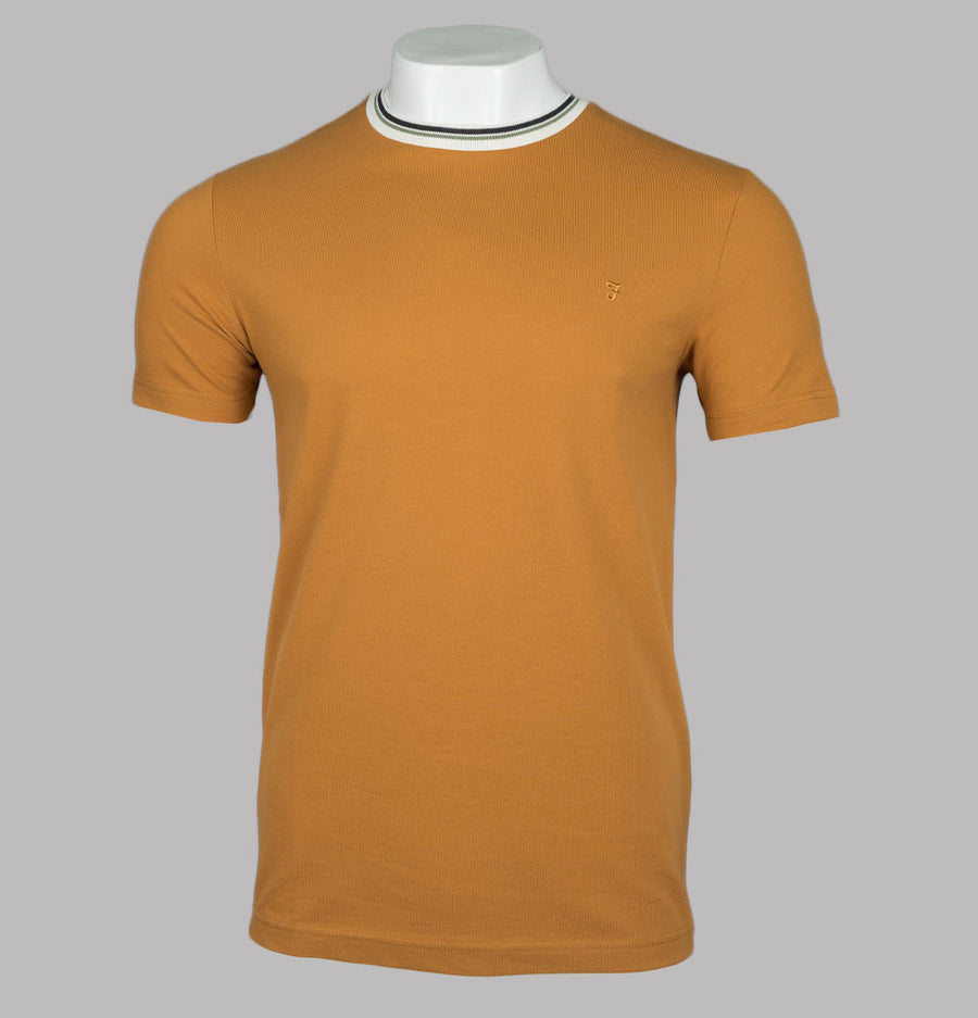 Farah Meadows Cotton Pique T-Shirt Gold