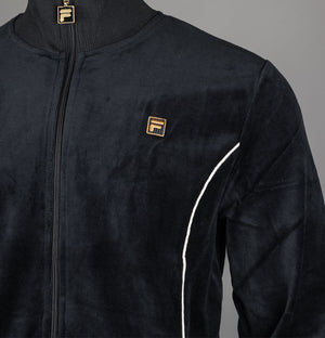 Fila Gold Bosa Velour Track Top Black/Whitecap Grey