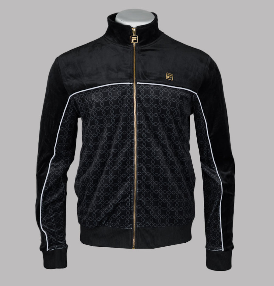 Fila Gold Higgans Velour Track Jacket Black
