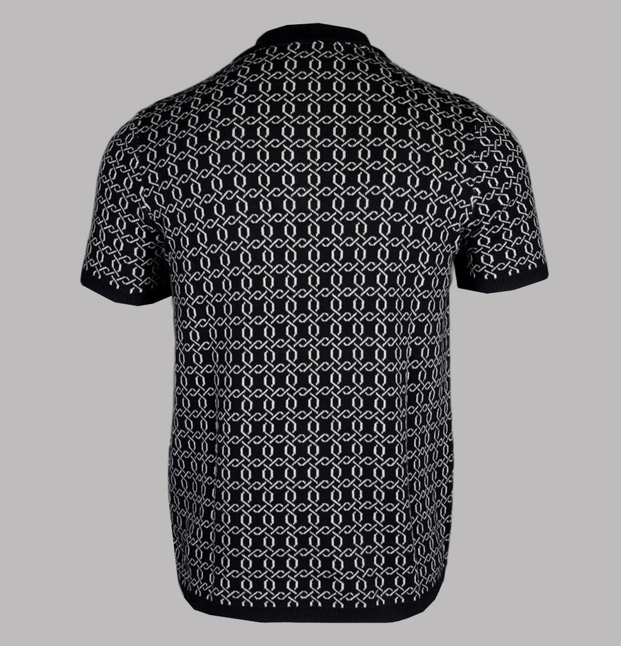 Fila Gold Jackson Jacquard Knitted Zip Polo Shirt Black