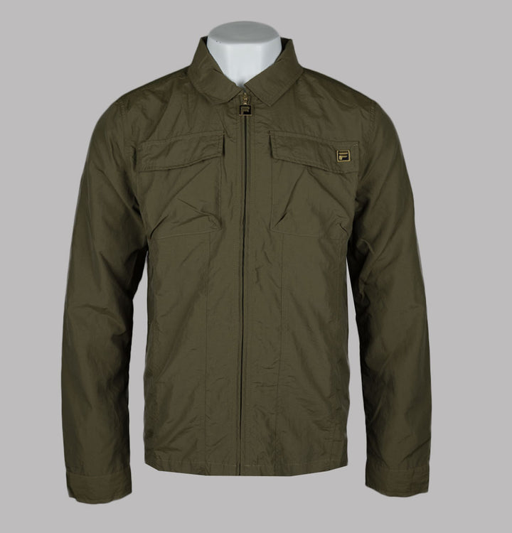 Fila Gold Kasa Zip Through Overshirt Dark Olive