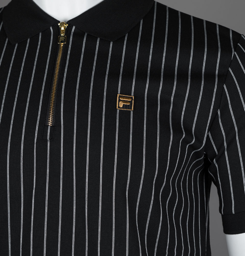 Fila Gold Patton Jacquard Stripe Polo Shirt Black/Egret – Bronx