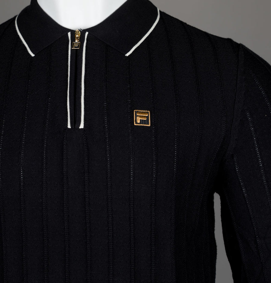 Fila Gold Sully LS Polo Shirt Black