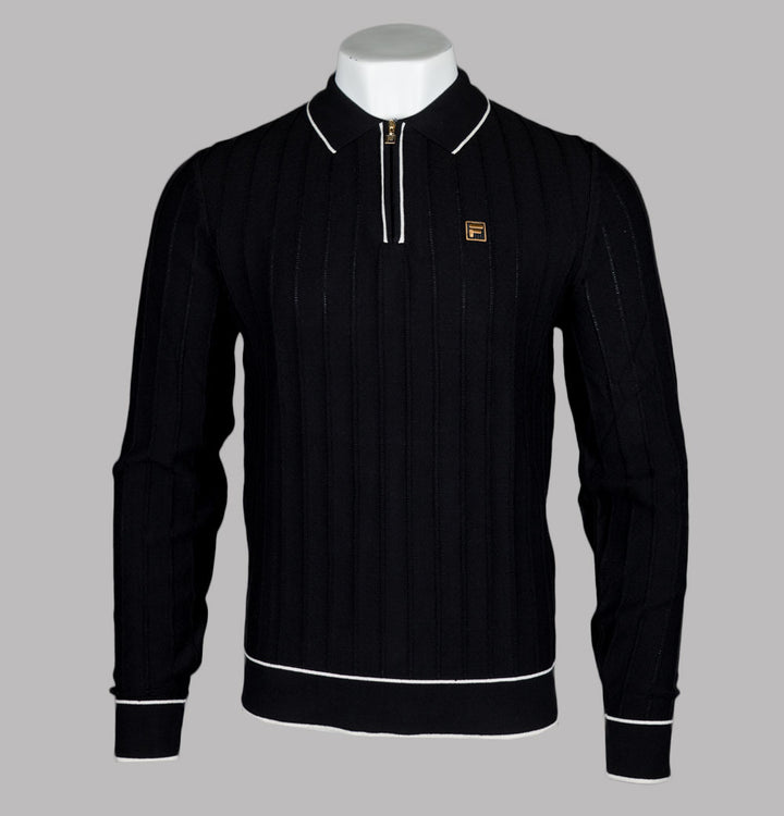 Fila Gold Sully LS Polo Shirt Black
