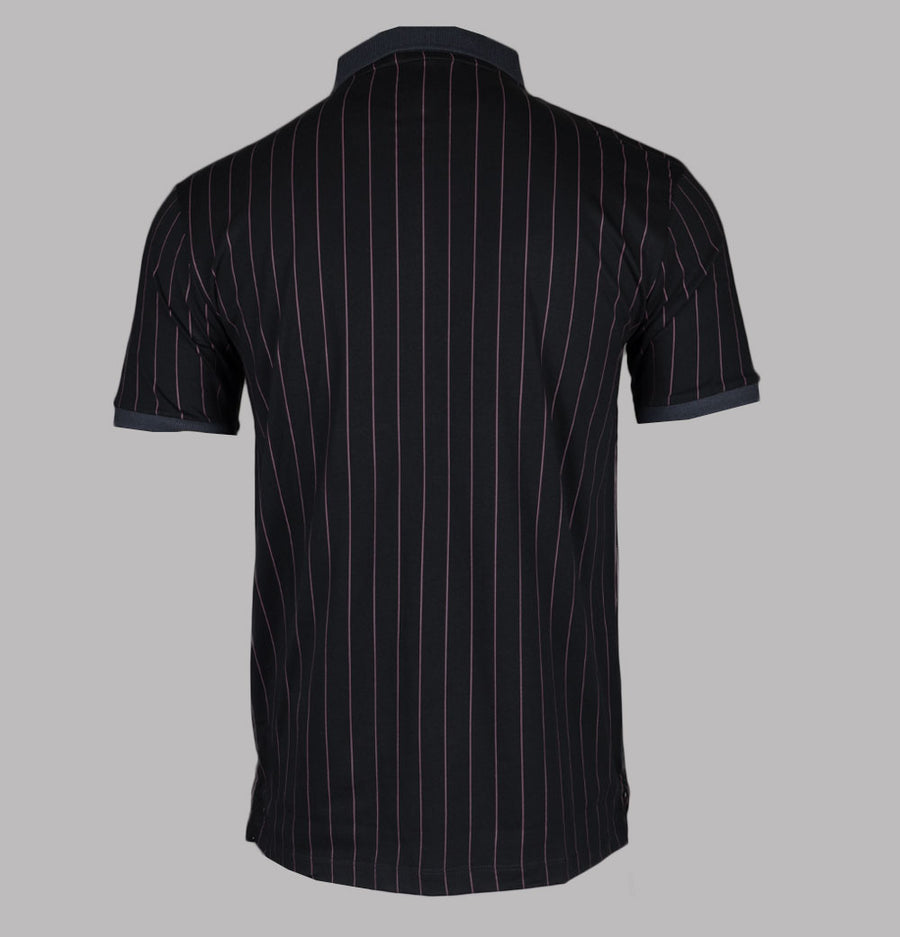 Fila Vintage BB1 Classic Striped Polo Shirt Black/Gardenia/Fig/Charcoal