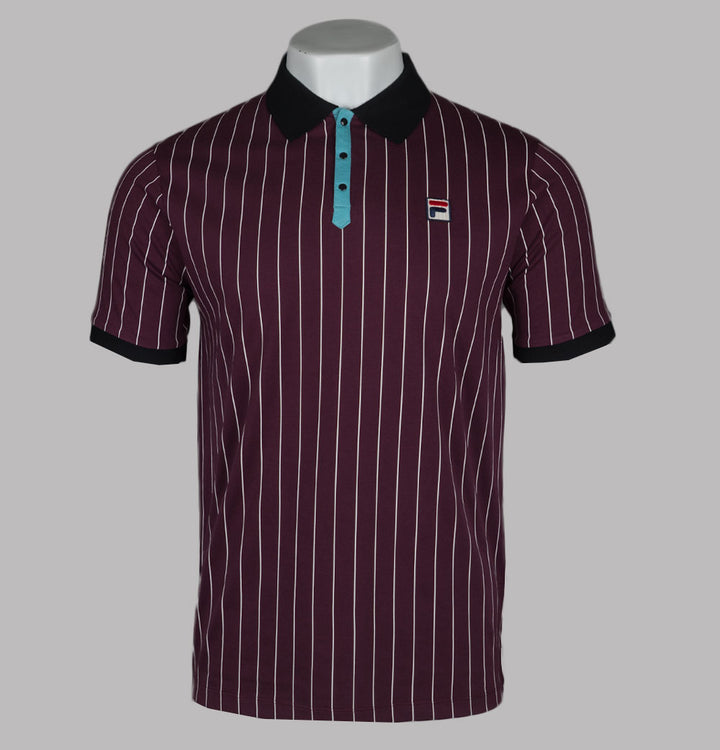 Fila Vintage BB1 Classic Striped Polo Shirt Fig/Milky Blue/Gardenia/Black