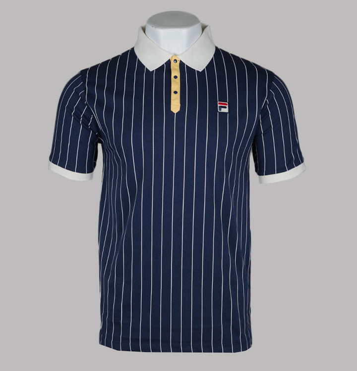 Fila Vintage BB1 Classic Striped Polo Shirt Fila Navy/Raffia/Gardenia