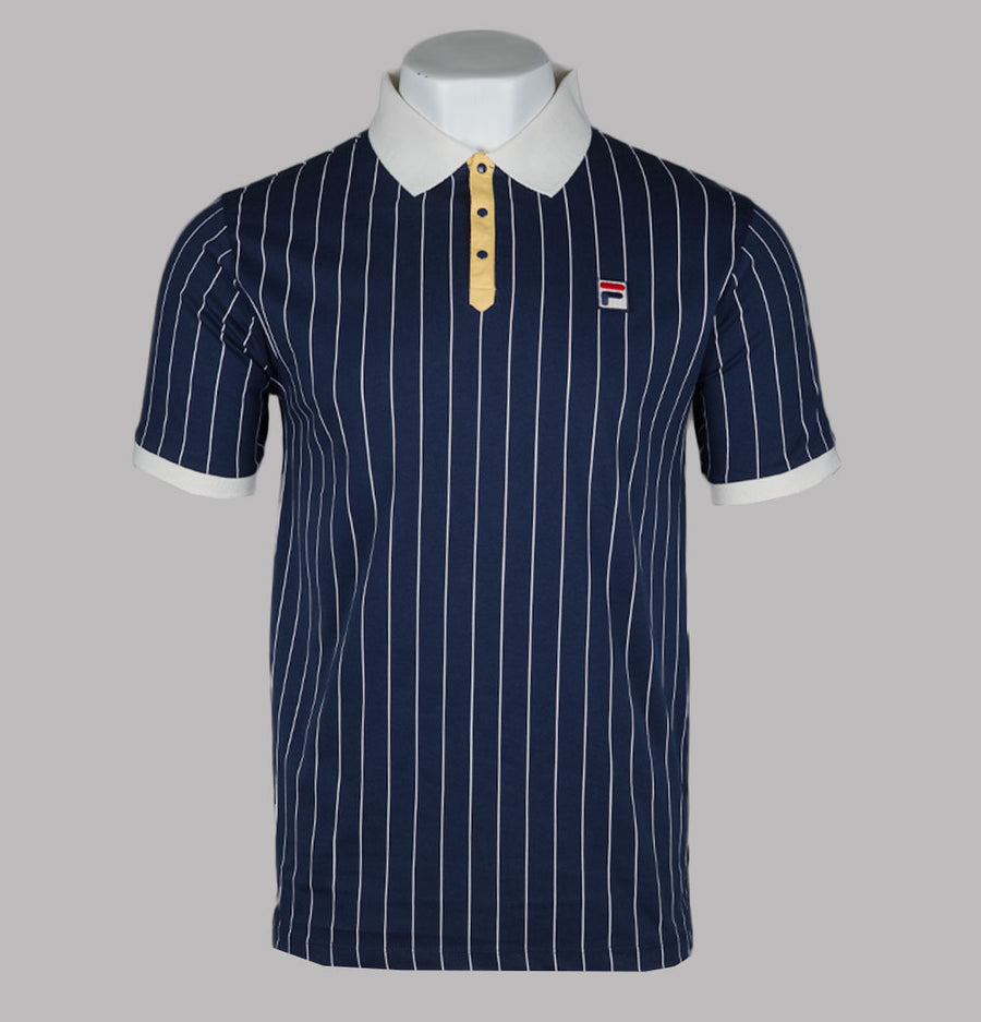 Fila Vintage BB1 Classic Striped Polo Shirt Fila Navy/Raffia/Gardenia