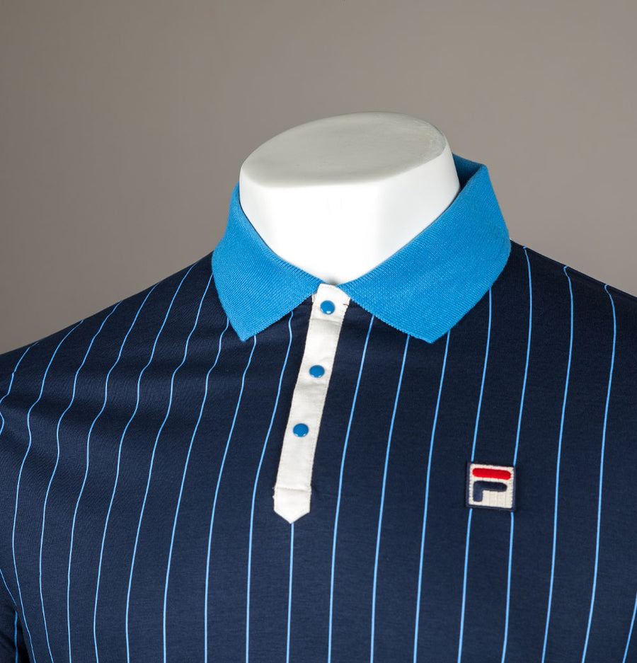 Fila Vintage BB1 Classic Striped Polo Shirt Fila Navy/Regatta Blue/Gardenia