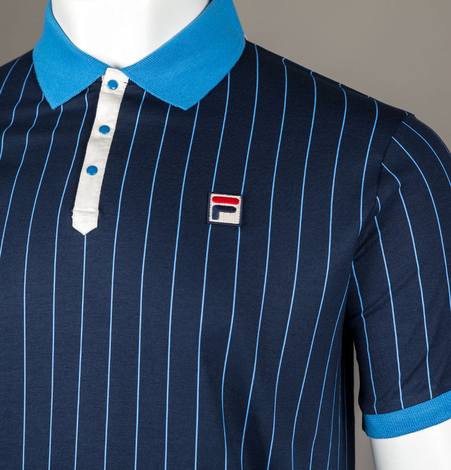 Fila Vintage BB1 Classic Striped Polo Shirt Fila Navy/Regatta Blue/Gardenia