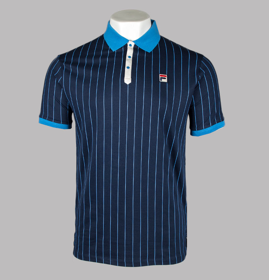 Fila Vintage BB1 Classic Striped Polo Shirt Fila Navy/Regatta Blue/Gardenia