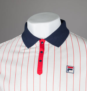 Fila Vintage BB1 Classic Striped Polo Shirt Gardenia/Fila Red/Fila Navy