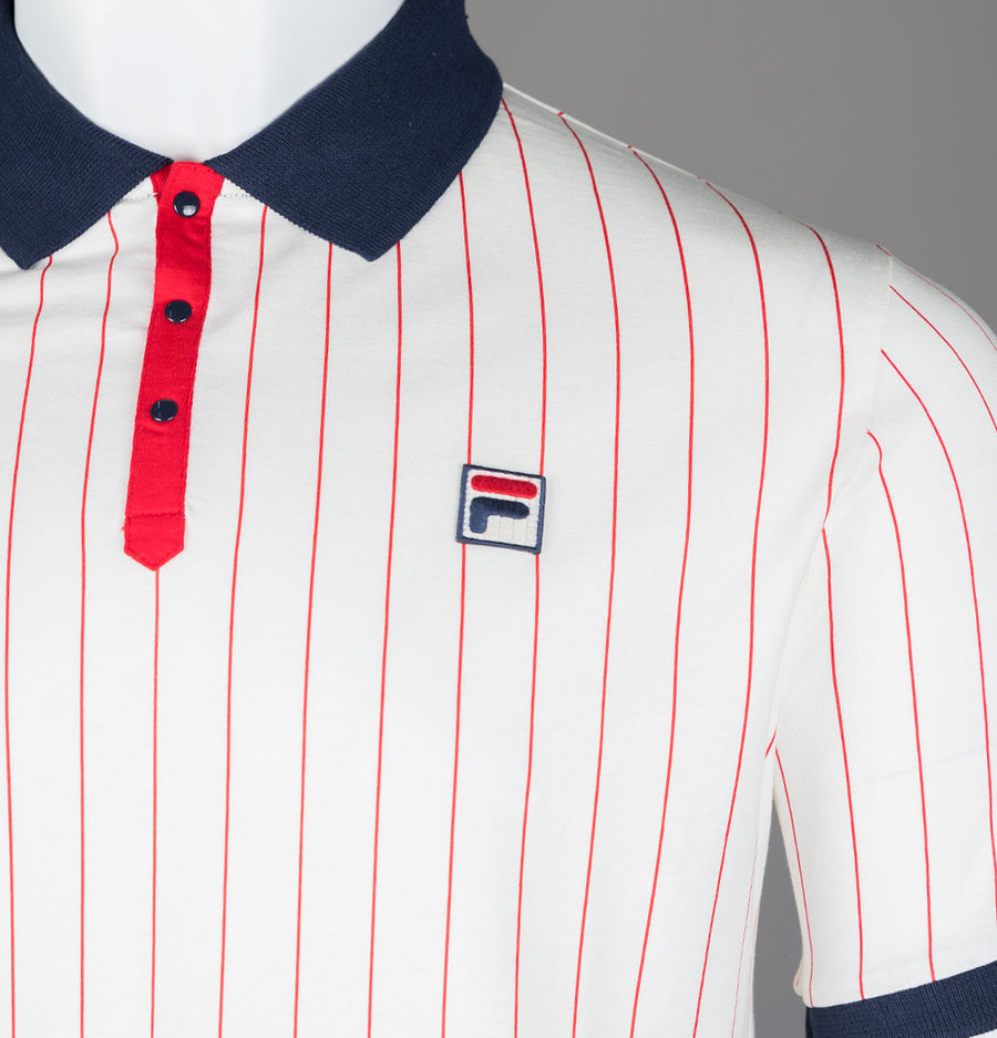 Fila Vintage BB1 Classic Striped Polo Shirt Gardenia/Fila Red/Fila Navy
