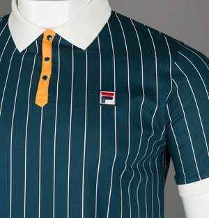 Fila Vintage BB1 Classic Striped Polo Shirt Reflecting Pond/Gardenia/Yam