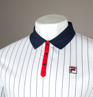 Fila Vintage BB1 Classic Striped Polo Shirt White/Fila Navy/Fila Red