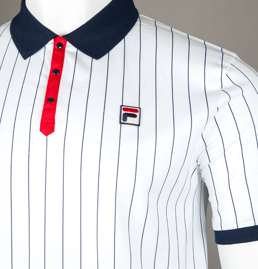 Fila Vintage BB1 Classic Striped Polo Shirt White/Fila Navy/Fila Red