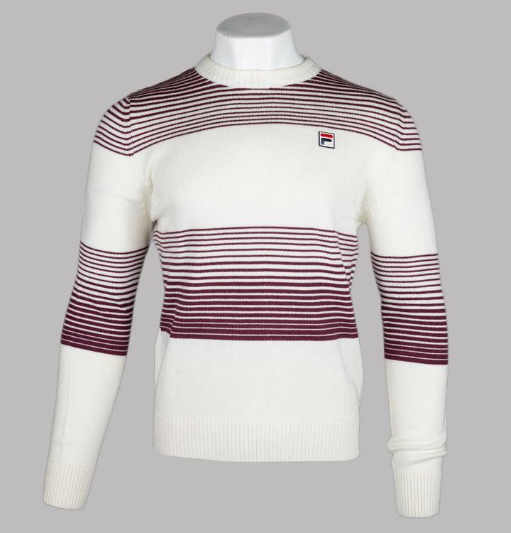 Fila Vintage Connor Striped Knit Crew Neck Jumper Gardenia/Fig