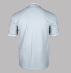 Fila Vintage Faraz Tipped Polo Shirt High Rise Grey/Prism Pink/White