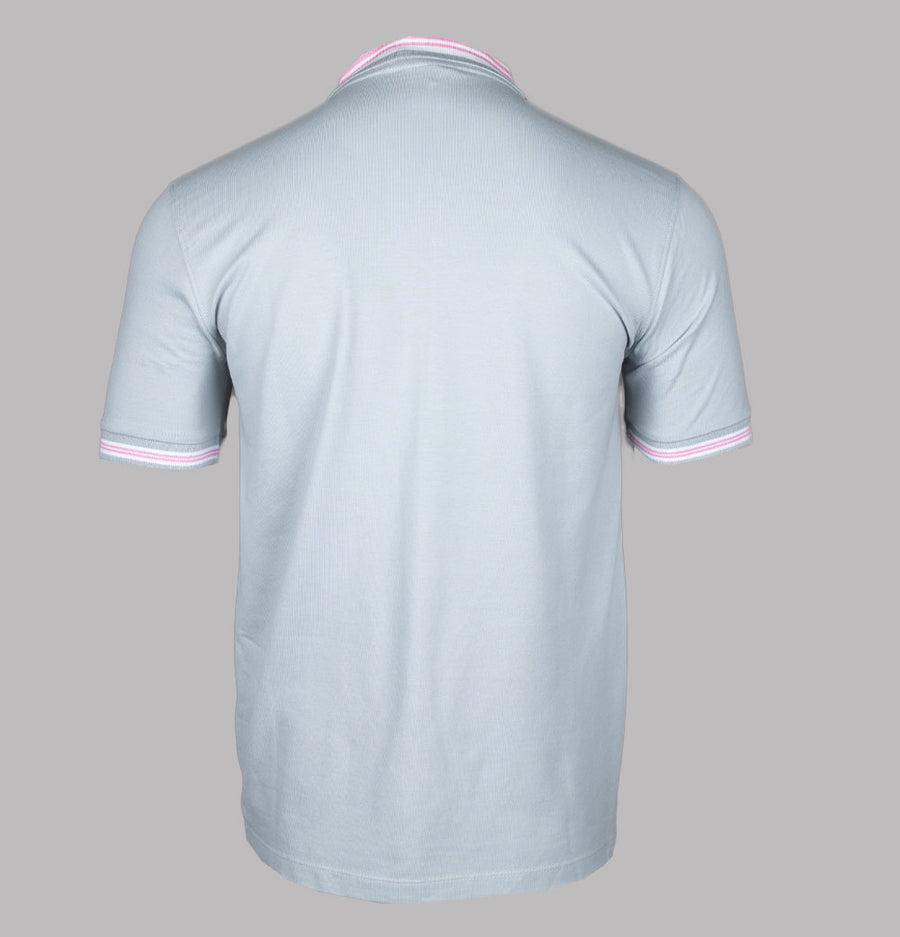 Fila Vintage Faraz Tipped Polo Shirt High Rise Grey/Prism Pink/White