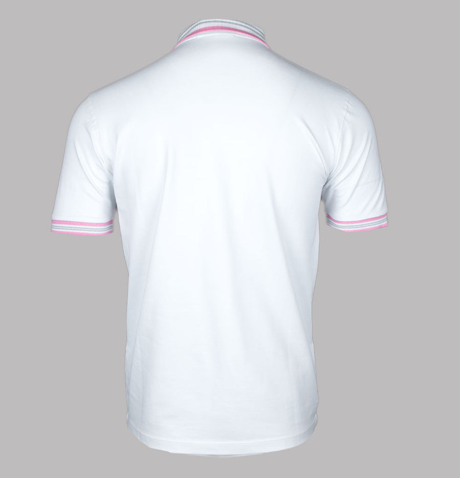 Fila Vintage Faraz Tipped Polo Shirt White/Prism Pink/High Rise Grey