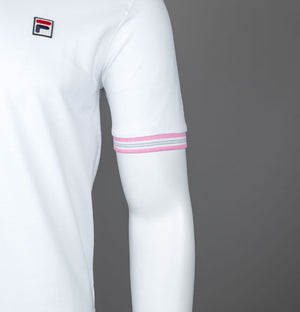 Fila Vintage Faraz Tipped Polo Shirt White/Prism Pink/High Rise Grey
