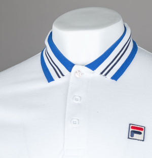 Fila Vintage Faraz Tipped Polo Shirt White/Surf The Web