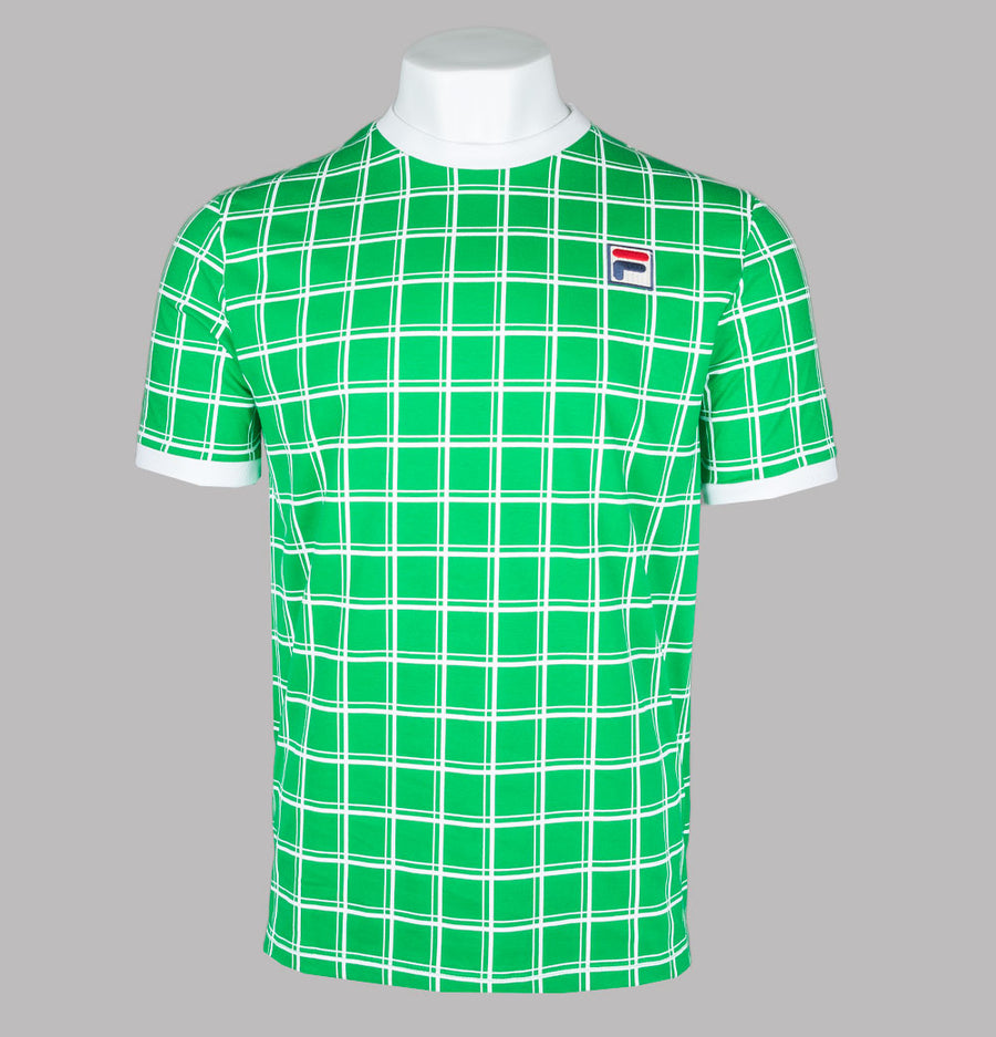 Fila Vintage Freddie Check T-Shirt Jelly Bean Green/White