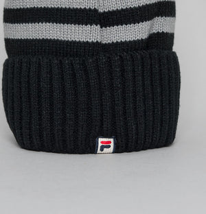 Fila Vintage Markee Chunky Knit Bobble Beanie Black