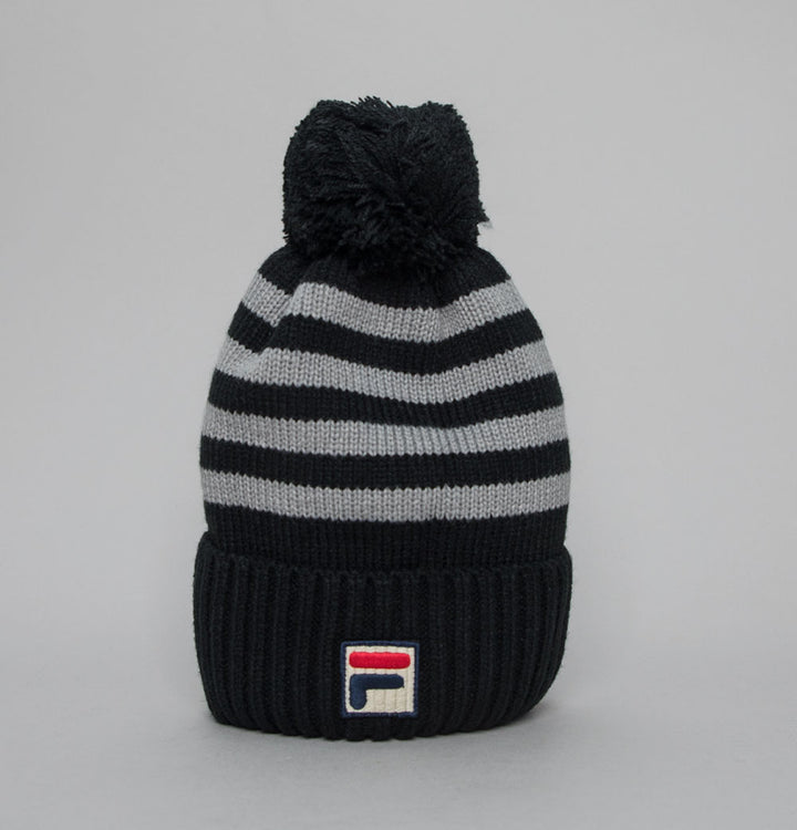 Fila Vintage Markee Chunky Knit Bobble Beanie Black