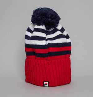 Fila Vintage Markee Chunky Knit Bobble Beanie Fila Red