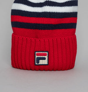 Fila Vintage Markee Chunky Knit Bobble Beanie Fila Red