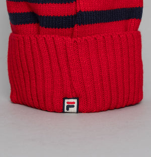 Fila Vintage Markee Chunky Knit Bobble Beanie Fila Red