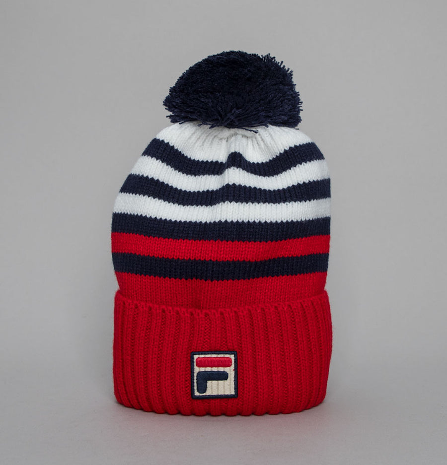 Fila Vintage Markee Chunky Knit Bobble Beanie Fila Red