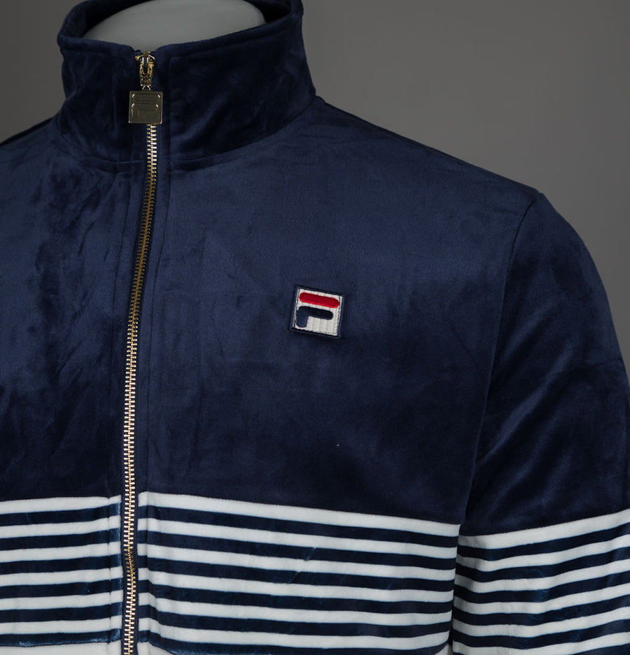 Fila Vintage Merrick Stripe Velour Track Jacket Fila Navy/Gardenia