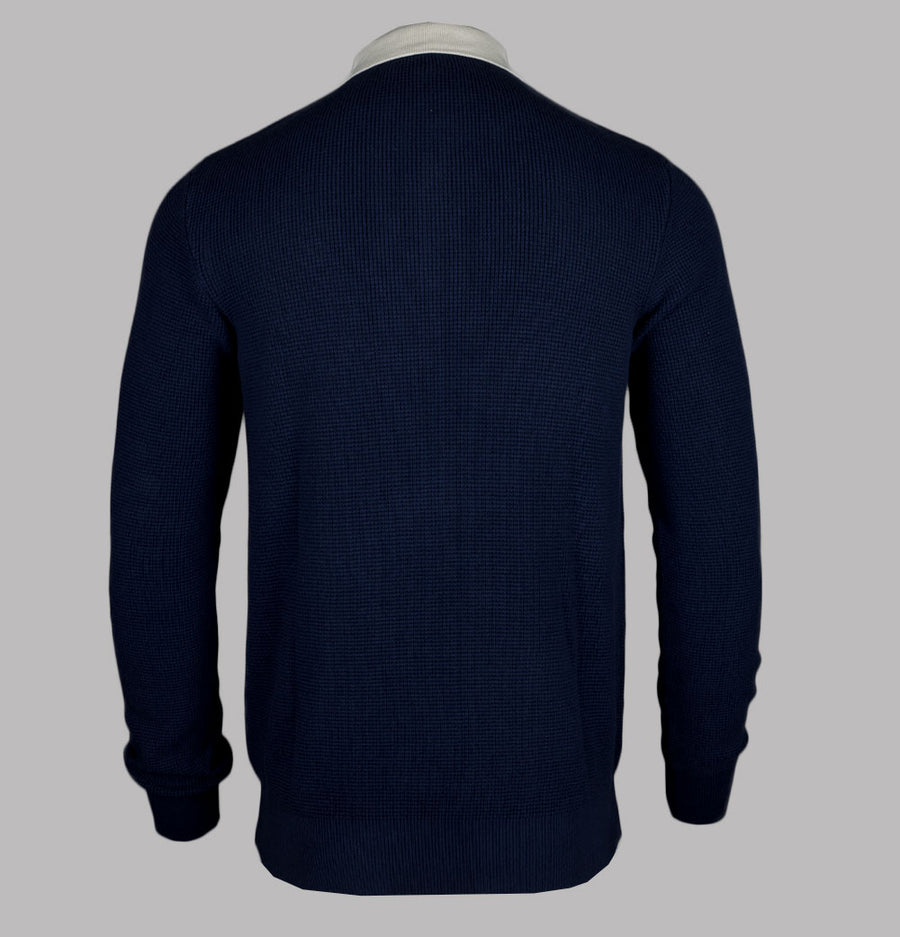 Fila Vintage Nowell Waffle Knitted LS Polo Shirt Fila Navy/Gardenia/Fila Red