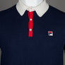 Fila Vintage Nowell Waffle Knitted LS Polo Shirt Fila Navy/Gardenia/Fila Red
