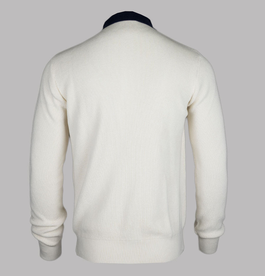 Fila Vintage Nowell Waffle Knitted LS Polo Shirt Gardenia/Fila Navy