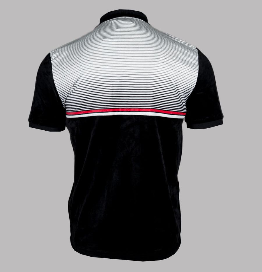 Fila Vintage Paco Zip Velour Polo Shirt Black/Gardenia/Fila Red