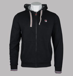 Fila Vintage Tenconi Full Zip Hooded Sweatshirt Black/Grey Marl